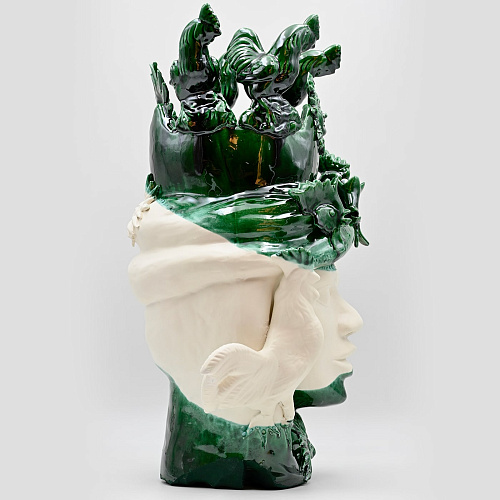 Groen & witte moorkop unieke sculptuur