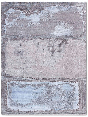 Light Blue silver handgeweven vloerkleed