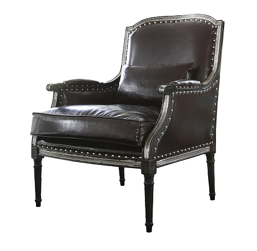 Fauteuil in zwart leder