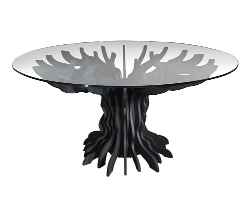 Table à manger en bois et verre