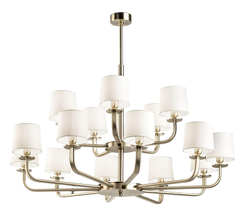 Lustre 15 lumières en or pâle brossé
