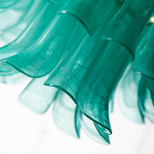 Groene glazen bladeren kroonluchter