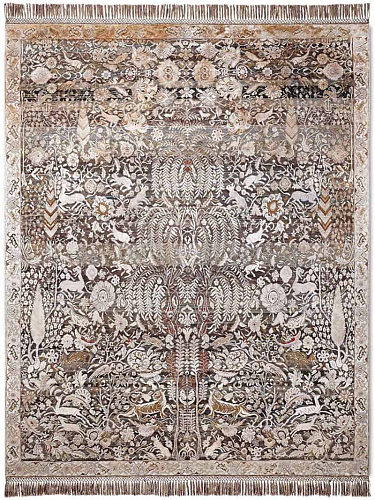 Goud grijs handgemaakt luxe vloerkleed