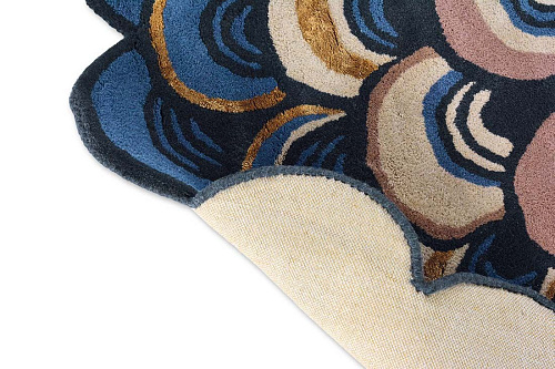 Masquerade blauw rond vloerkleed