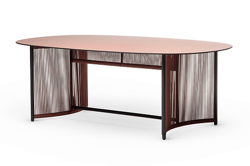 Table à manger ovale d'extérieur Altana Rouge