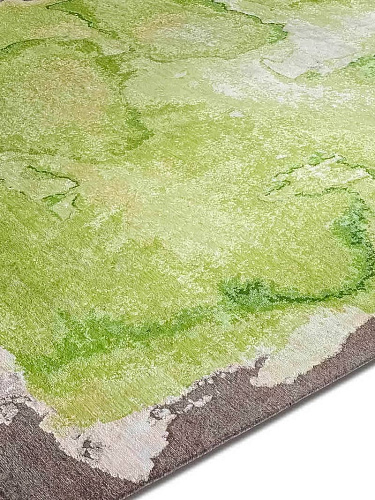 Mono groen luxe handgeknoopt vloerkleed