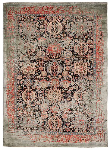 Tapis en soie Bidjar Piccadilly Pleasure noir gris