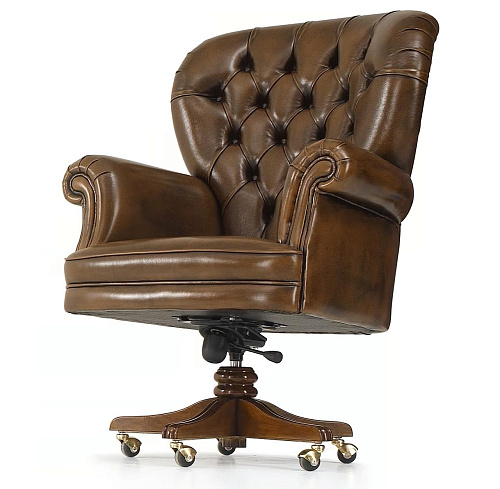 Dolcevita leren fauteuil met 5-spaaks draaibaar onderstel
