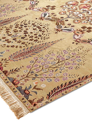 Mughal geel handgemaakt luxe vloerkleed