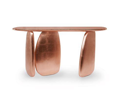 Console cuivrée sculpturale