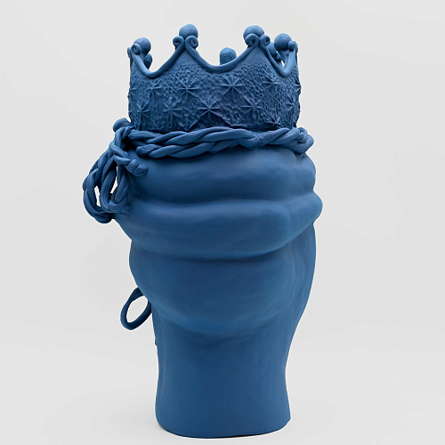 Moorkop blauwe sculptuur