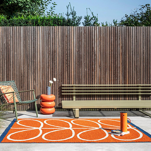 Linear Stem oranje outdoor vloerkleed