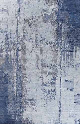 Tapis noué à la main abstrait bleu