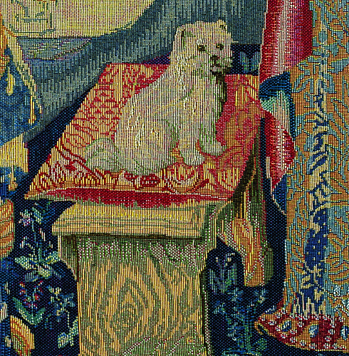 Dame met de hond wandtapijt