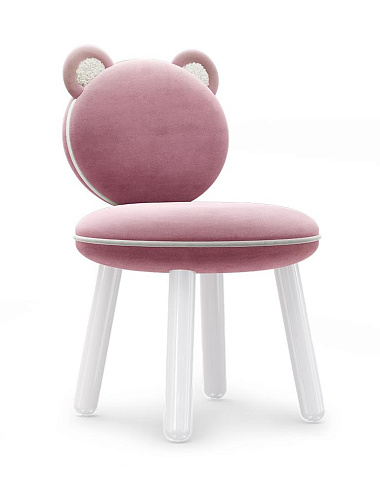 Pluizige beer roze kinderstoel