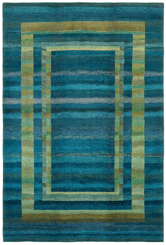 Tapis Gamba bordure triple bleu vert