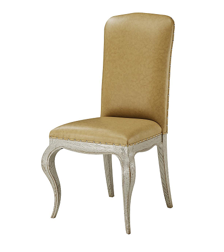 Gestoffeerde stoel in beige leder