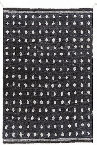 Dots handgeknoopt zwart wit vloerkleed