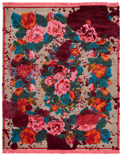 Tapis Janka Splashed argent bordeaux