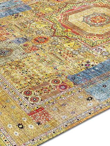 Tapis noué à la main Cosmic jaune