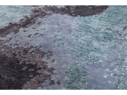 Tapis noué à la main abstrait bleu