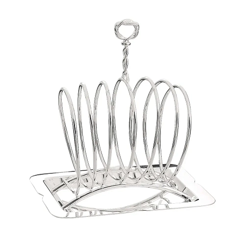 Porte-toast argenté avec assiette