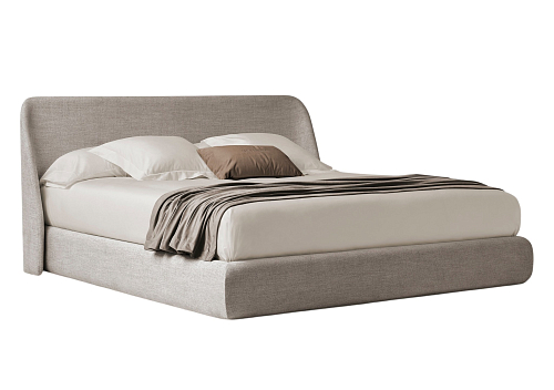 Lit rembourré en tissu beige Atlas