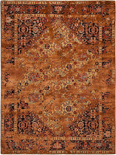Tapis Serapi Queensbury Double Sky jaune A 041 en soie