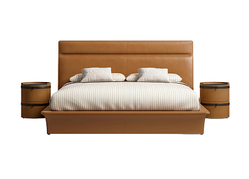 Modern lederen bed met hoofdbord