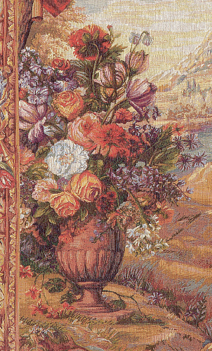 Boeket met draperie - fontein wandtapijt