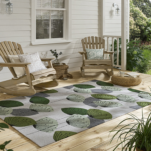 Dand. Clocks botanisch groen outdoor vloerkleed