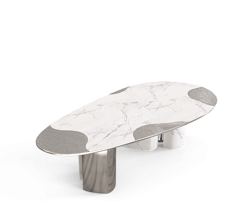 Athena Carrara marmer en zilveren eettafel