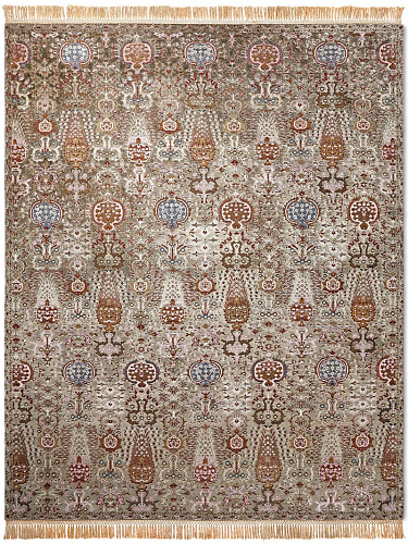 Isfahan grijs groen handgemaakt luxe vloerkleed