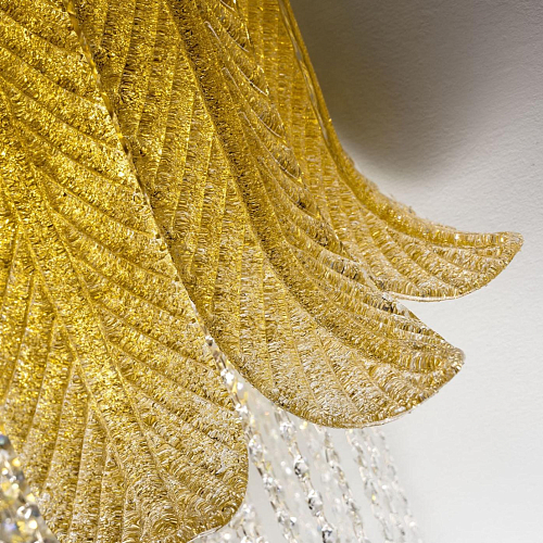 Murano blad wandlamp met gouden accenten