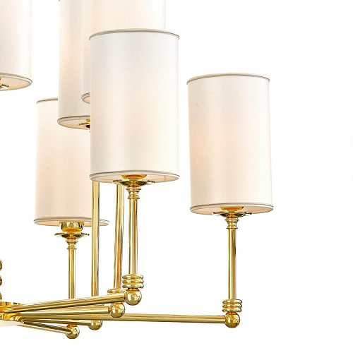 Lustre en laiton doré avec abat-jours