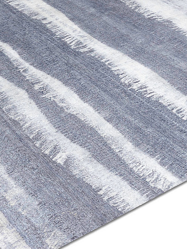 Blue / Grey handgemaakt luxe vloerkleed