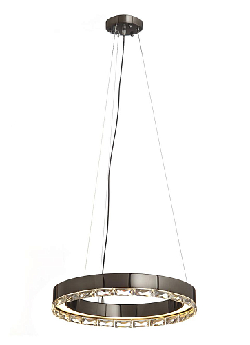 Suspension anneau LED en nickel foncé avec cristaux Asfour