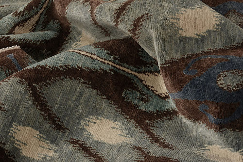 Ikat handgeknoopt wol vloerkleed