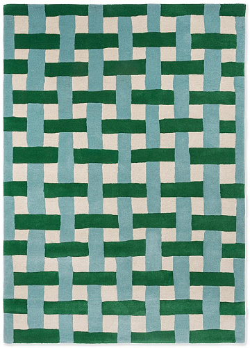 Basket Weave smaragd/aquamarijn vloerkleed