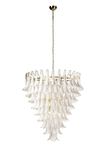 Lustre rond en feuilles de verre de Murano