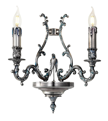Bird blauw/zilver wandlamp met 2 lichtpunten
