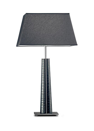 Chroom leren tafellamp
