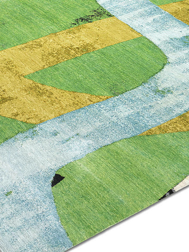 Tapis tissé main Original vert jaune