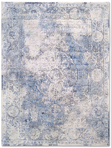Tapis de luxe noué à la main Argent bleu