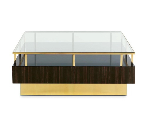 Ebony salontafel met glazen blad