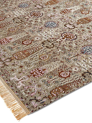 Isfahan grijs groen handgemaakt luxe vloerkleed