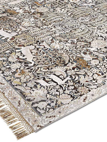 Tapis de luxe fait main or gris