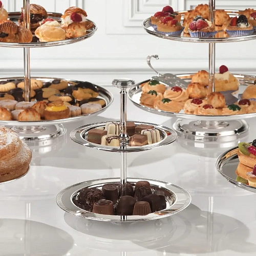 Coupe à fruits italienne argentée à deux étages