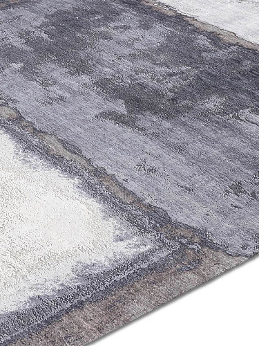 Zilver antraciet handgemaakt luxe vloerkleed