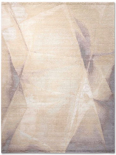 Tapis noué à la main jaune mauve